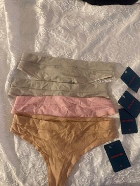 Tommy John Seamless Thong Bikini Bottoms Bundle in Pink, Beige, Tan XS